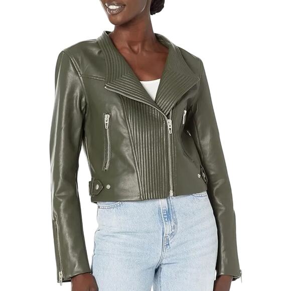 BlankNYC Olive Quilted Detail Moto Jacket, Size S, New with Tag - Picture 1 of 12